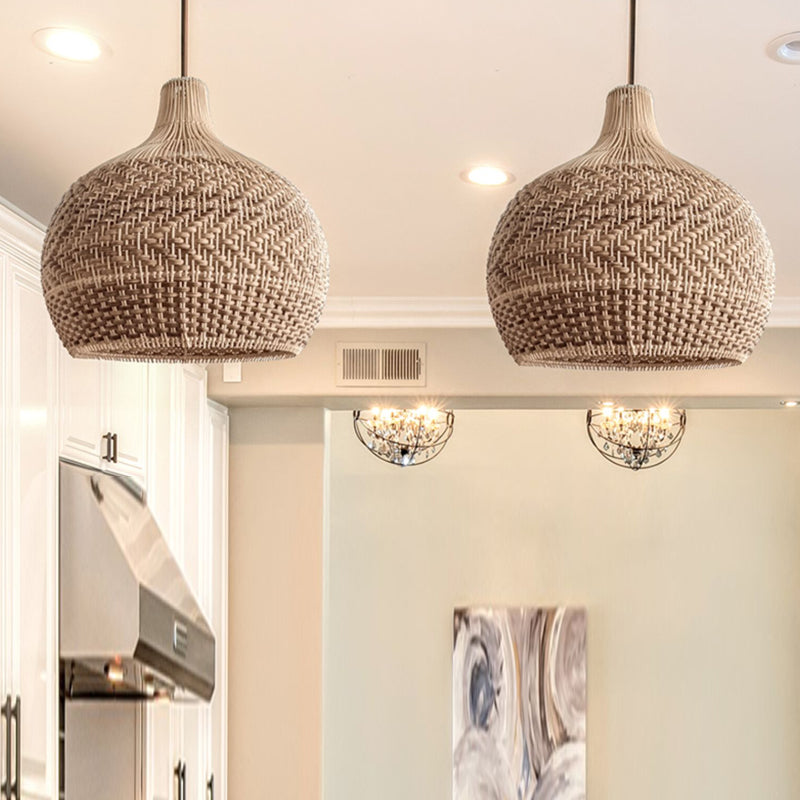 Demolights Rustic Rattan Pendant Light Ceiling Lamp shade for living ...
