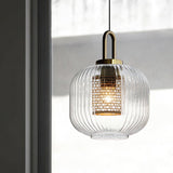 Load image into Gallery viewer, Clear Glass Pendant Light Shade With Brass Fitting 