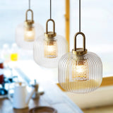 Load image into Gallery viewer, Clear Glass Pendant Light Shade With Brass Fitting 