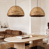 Load image into Gallery viewer, Retro Semicircle Straw Rattan Dining Room Hanging Lampshade
