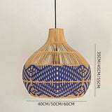 Load image into Gallery viewer, Rattan Pendant Light Handmade Blue Hanging Wicker Lamp Shade