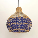 Load image into Gallery viewer, Rattan Pendant Light Handmade Blue Hanging Wicker Lamp Shade
