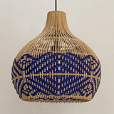 Load image into Gallery viewer, Rattan Pendant Light Handmade Blue Hanging Wicker Lamp Shade