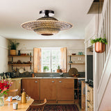 Load image into Gallery viewer, Black Bamboo Ceiling Light Flying Saucer Chandelier