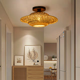 Load image into Gallery viewer, Black Bamboo Ceiling Light Flying Saucer Chandelier