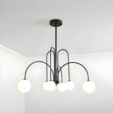 Load image into Gallery viewer, Modern Iron Chandelier with White Glass Shade