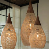 Load image into Gallery viewer, Wabi-sabi Retro Living Room Rattan Pendant Light Solid Wood Restaurant Lampshade