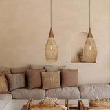 Load image into Gallery viewer, Wabi-sabi Retro Living Room Rattan Pendant Light Solid Wood Restaurant Lampshade