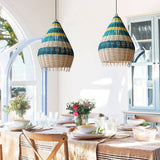 Load image into Gallery viewer, Kitchen Island Blue Rattan Pendant Light