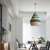 Load image into Gallery viewer, Kitchen Island Blue Rattan Pendant Light