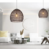 Load image into Gallery viewer, Basket Rattan Woven Pendant Light Shades Black
