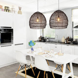 Load image into Gallery viewer, Basket Rattan Woven Pendant Light Shades Black