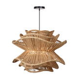 Load image into Gallery viewer, Flower Rattan Pendant Light, Wicker Lampshade Chandelier
