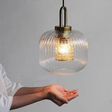 Load image into Gallery viewer, Clear Glass Pendant Light Shade With Brass Fitting 