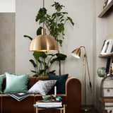 Load image into Gallery viewer, Mid-Century Brass Dome Pendant Light -