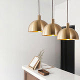 Load image into Gallery viewer, Mid-Century Brass Dome Pendant Light -