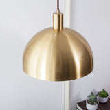 Load image into Gallery viewer, Mid-Century Brass Dome Pendant Light -