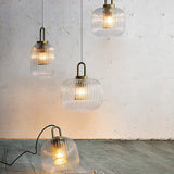 Load image into Gallery viewer, Clear Glass Pendant Light Shade With Brass Fitting 