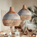 Load image into Gallery viewer, White Rattan Pendant Light Woven Rattan Lampshade