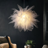 Load image into Gallery viewer, White Fabric Cloth Flower Pendant Light Fixture Nordic Hanging Ceiling Lamp