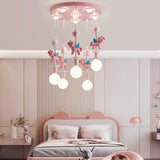 Load image into Gallery viewer, Pink Glass Ball Led Pendant Lights Children Living Room Decoration Hanging Lamp