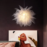 Load image into Gallery viewer, White Fabric Cloth Flower Pendant Light Fixture Nordic Hanging Ceiling Lamp