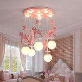 Load image into Gallery viewer, Pink Glass Ball Led Pendant Lights Children Living Room Decoration Hanging Lamp
