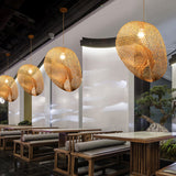 Load image into Gallery viewer, Bamboo Pendant Light Woven Lampshape