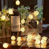 Load image into Gallery viewer, Rattan Ball String Lights