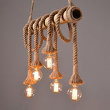 Load image into Gallery viewer, Vintage Bamboo Rope Chandelier Hemp Rope Pendant Lamp