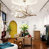 Load image into Gallery viewer, Nordic Rustic Tree Branch Hanging Chandelier with Bubble Glass lighting