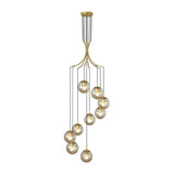 Load image into Gallery viewer, Glass Pendant Light Bubble Spiral Staircase Ball Brass Chandelier