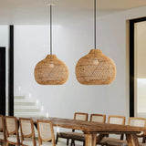 Load image into Gallery viewer, Handmade Rattan Lampshade Wicker Lamp Rustic Pendant Light