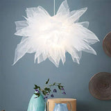 Load image into Gallery viewer, White Fabric Cloth Flower Pendant Light Fixture Nordic Hanging Ceiling Lamp