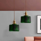 Load image into Gallery viewer, Green Ripple Glass Hanging Light Fixture