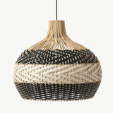 Load image into Gallery viewer, Black &amp; White Lampshade Rattan Pendant Light