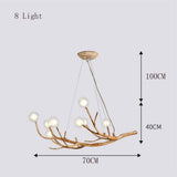 Load image into Gallery viewer, Nordic Rustic Tree Branch Hanging Chandelier with Bubble Glass lighting