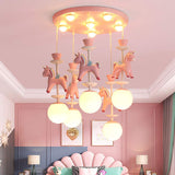Load image into Gallery viewer, Pink Glass Ball Led Pendant Lights Children Living Room Decoration Hanging Lamp