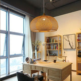 Load image into Gallery viewer, Bamboo Drum Hanging Ceiling Lights Woven Chandelier Lamp Shades