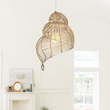 Load image into Gallery viewer, Conch Wicker Lamp Handmade Rattan Light Bamboo Lampshade