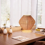 Load image into Gallery viewer, Rattan Weaving Table Lamp Eye-Caring Handmade Reading Light Decoration