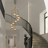 Load image into Gallery viewer, Glass Pendant Light Bubble Spiral Staircase Ball Brass Chandelier