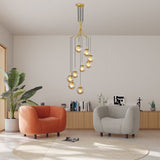 Load image into Gallery viewer, Glass Pendant Light Bubble Spiral Staircase Ball Brass Chandelier
