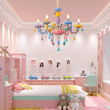 Load image into Gallery viewer, Macaron Crystal Chandelier European Candle Pendant Light Cartoon Princess Room