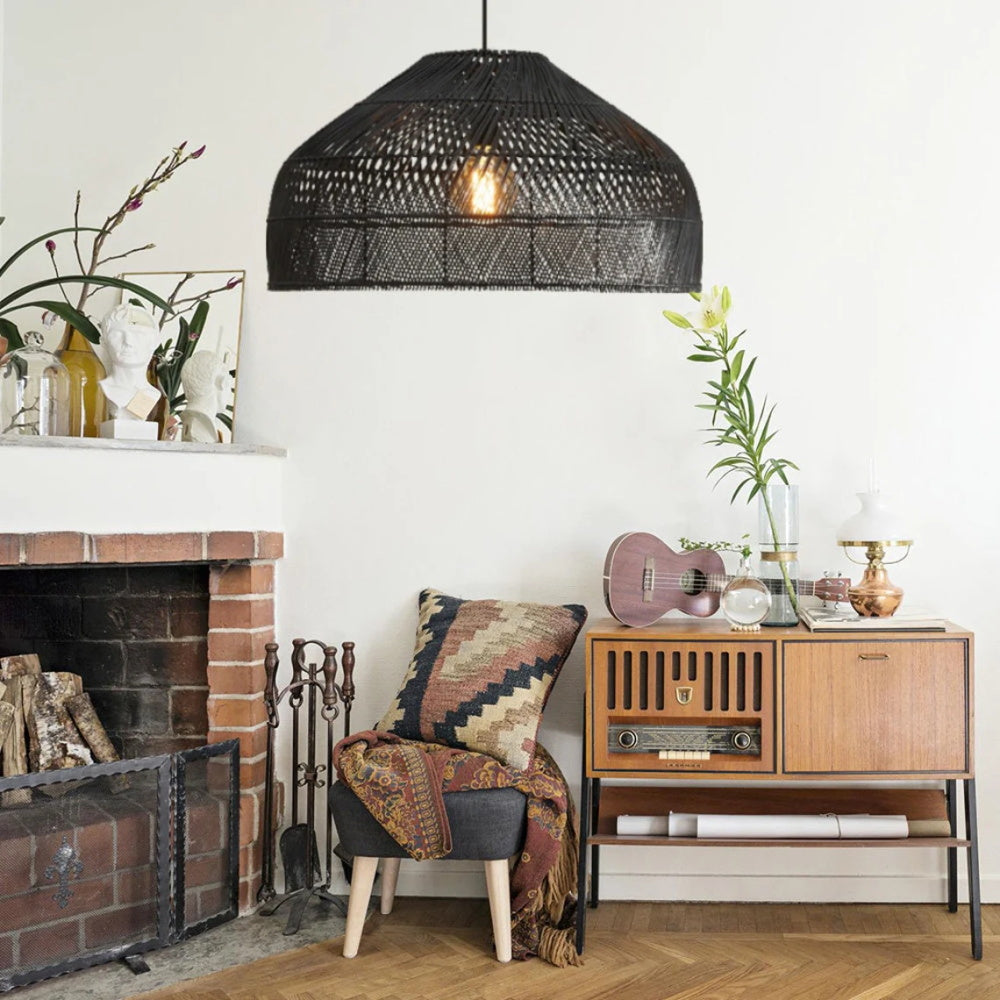 Black wicker on sale light shade