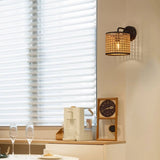 Load image into Gallery viewer, Rattan Plug In Wall Sconce Wicker Wall Light