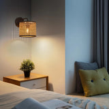 Load image into Gallery viewer, Rattan Plug In Wall Sconce Wicker Wall Light