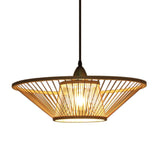 Load image into Gallery viewer, Bamboo Hand-Made Ceiling Lamp with Saucer Shade Modern