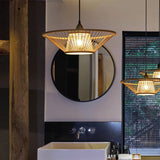 Load image into Gallery viewer, Bamboo Hand-Made Ceiling Lamp with Saucer Shade Modern
