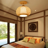 Load image into Gallery viewer, Bamboo Wide Lantern Semi Flush Mount Traditional Pendant Lights